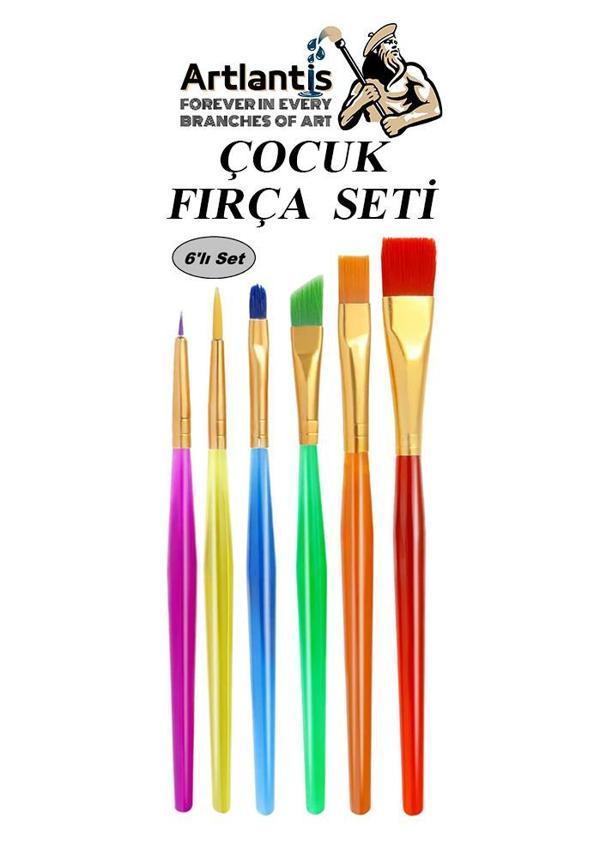 Fırça Seti 6 Lı Kısa Sap Çocuk Resim Fırçası 1 Paket Suluboya Akrilik Boya Guaj Boya Fırca Seti - Image 1
