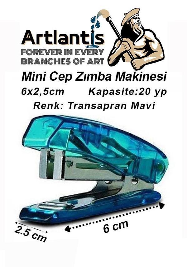 Mini Zımba Makinesi 24/6 Mavi Std S3T 1 Adet Cep Zımba Makinası 20 Sayfa Kapasite Öğrenci Okul Büro - Image 1