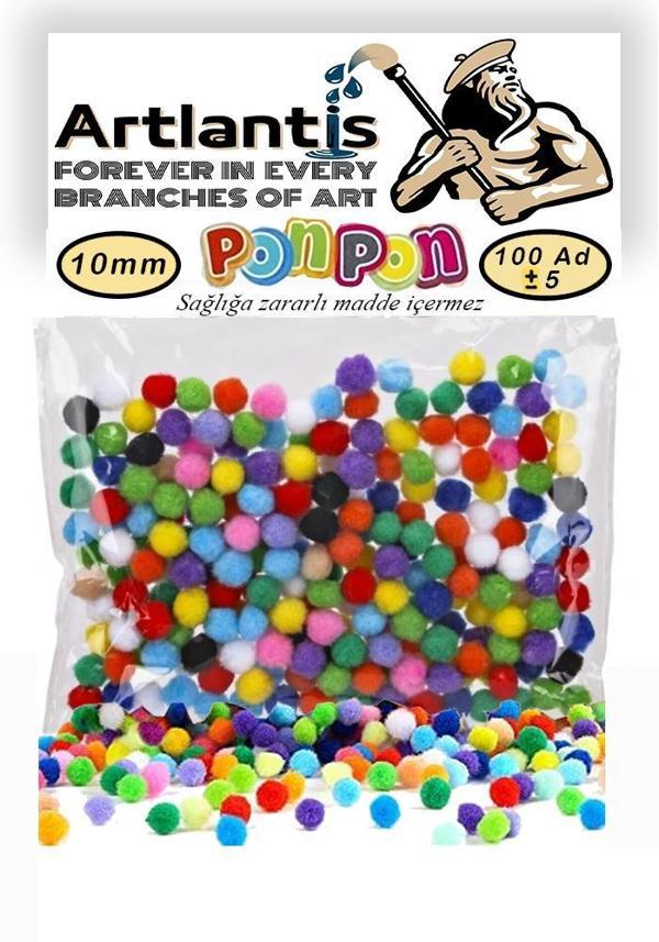 Ponpon 10 mm 100 Lü 1 Paket Karışık Renk Pon Pon 10 mm Pompom 1 cm Elişi Etkinliği Anasınıfı Kreş Okul Öncesi Pom Pom - Image 1