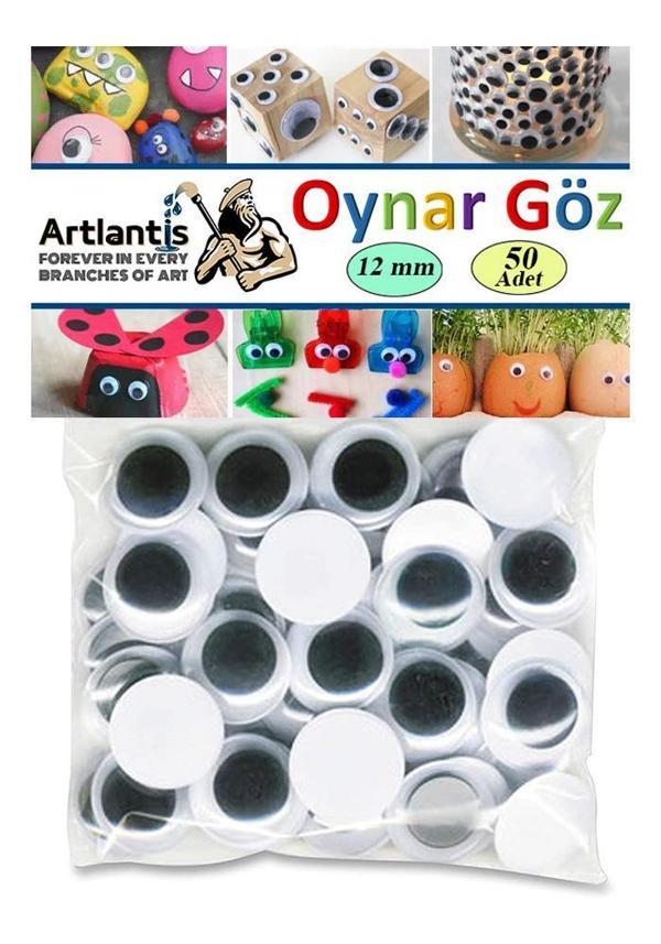 Oynar Göz Siyah 12 mm 50 li 1 Paket Oynayan Göz 12mm Hobi Tasarım Anasınıfı Kreş Etkinlik Elişi - Image 1
