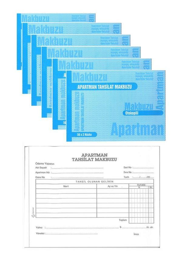 Apartman Tahsilat Makbuzu Otokopili 2/50 6 Adet Apartman Aidat Makbuzu 14x19 cm - Image 1