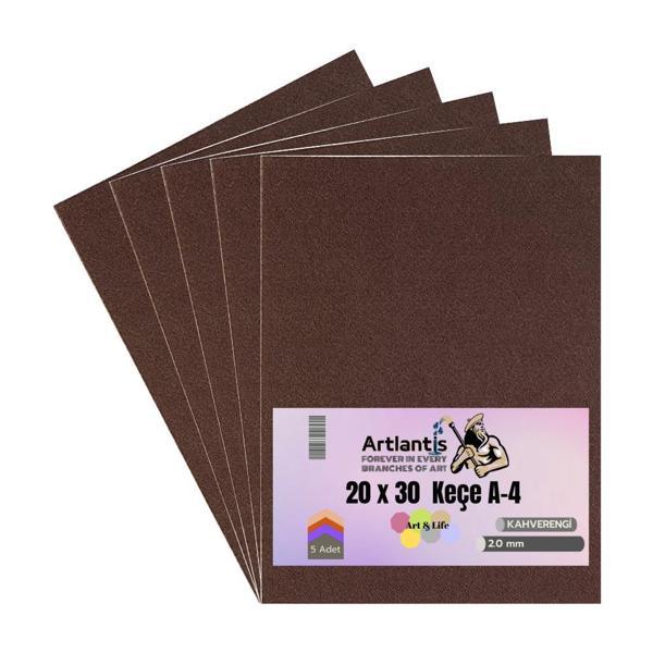 Kahverengi Keçe A4 2 mm 20x30 cm 5 li 1 Paket Okul Kreş Etkinlik - Image 1