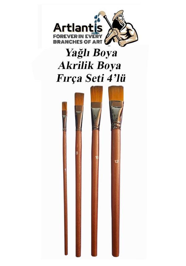 Fırça Seti 4 Lü Resim Fırçası 1 Paket Akrilik Boya ve Yağlı Boya Fırca Seti 1 Paket Sanatsal Fırça Set - Image 1