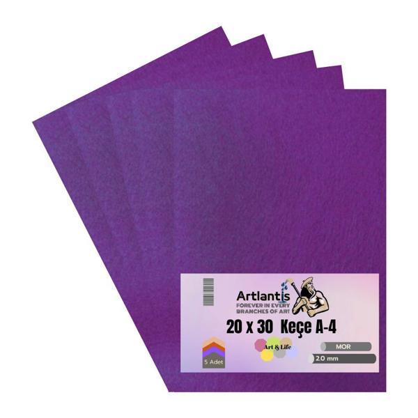 Mor Keçe A4 2 mm 20x30 cm 5 li 1 Paket Okul Kreş Etkinlik - Image 1