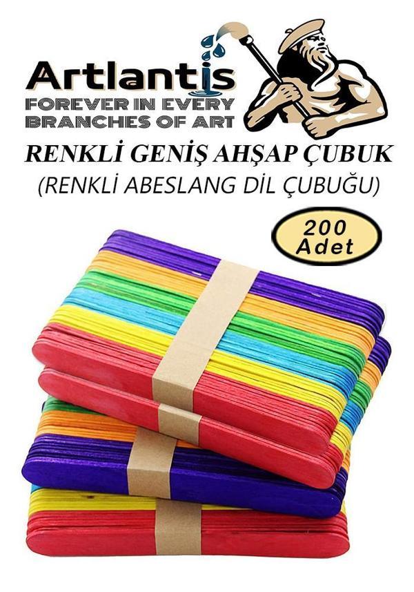 Renkli Dil Çubuğu 200 lü 1 Paket Ahşap Dil Basma Cubugu Abeslang Renkli Doktor Dil Çubuğu Büyük Jumbo - Image 1