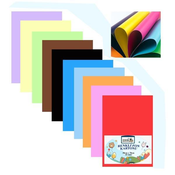Fon Kartonu 10 Lu 50x70 Cm 1 Paket Arlantis 10 Renk Fon Kartonu 50*70 1 Paket - Image 1