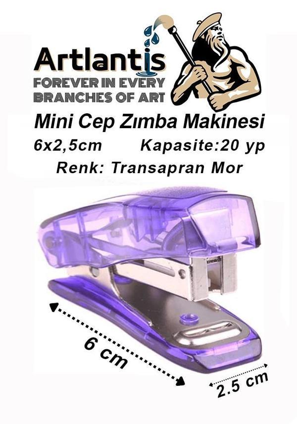 Mini Zımba Makinesi 24/6 Mor Std S3T 1 Adet Cep Zımba Makinası 20 Sayfa Kapasite Öğrenci Okul Büro - Image 1