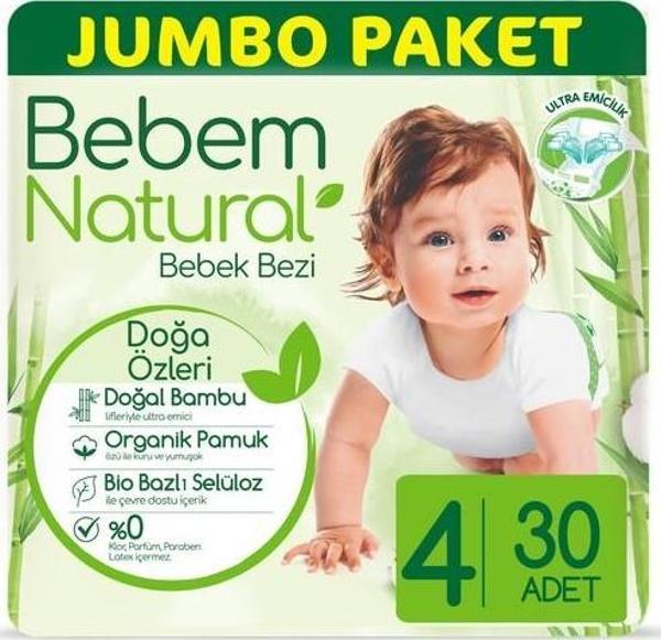Bebem Natural Bebek Bezi 4 Beden Maxi 30 Adet - Image 1