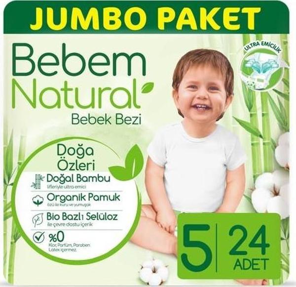 Bebem Natural Bebek Bezi 5 Beden Junior 24 Adet - Image 1