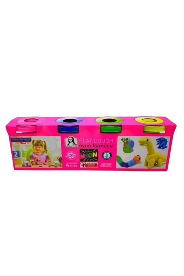 Oyun Hamuru 4 Lü Neon Renk Su Bazlı Play Dough 480 Gr1 Paket Mona Lisa Oyun Hamuru - Image 1