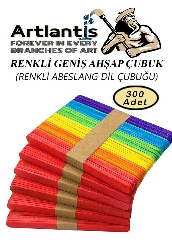 Renkli Dil Çubuğu 300 lü 1 Paket Ahşap Dil Basma Cubugu Abeslang Renkli Doktor Dil Çubuğu Büyük Jumbo - Image 1