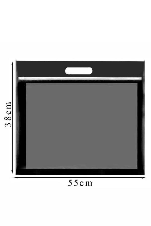 Siyah Plastik Fermuarlı Proje Dosyası 35x50 cm 1 Adet Tutmaçlı 38x55 cm Resim ve Proje Ödev Dosyası El Tutmalı - Image 1