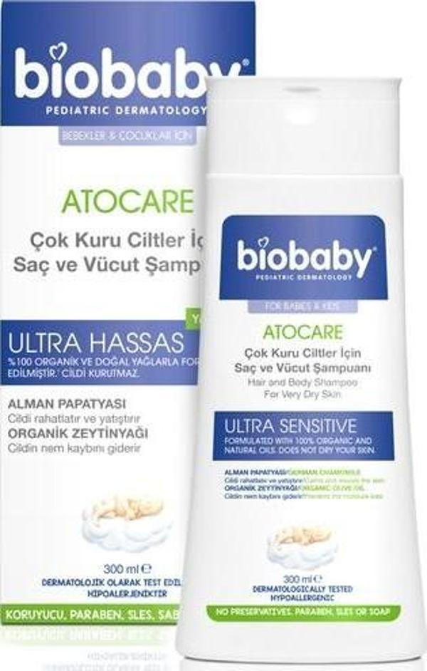 Biobaby Atocare Çok Kuru Ciltler İçin Saç Ve Vücut Şampuanı 300 ml - Image 1
