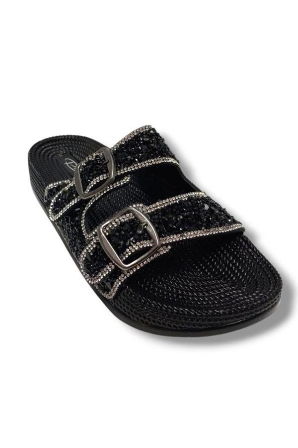 Pienn 20057-001 Anatomik Fashion Taşlı  Kadın Terlik - Image 1