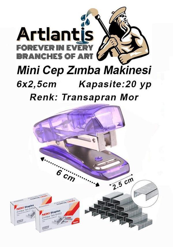 Mini Cep Zımba Makinesi 24/6 Mavi Std S3T 1 Adet Noki 24/6 Zımba Teli 2 Paket Öğrenci Okul Büro - Image 1