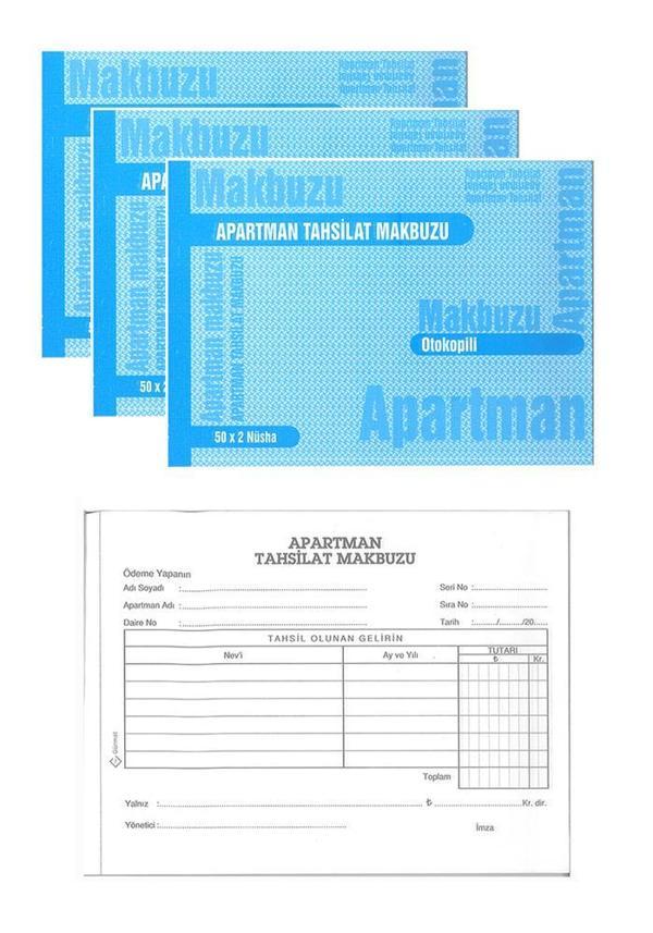 Apartman Tahsilat Makbuzu Otokopili 2/50 3 Adet Apartman Aidat Makbuzu 14x19 cm - Image 1