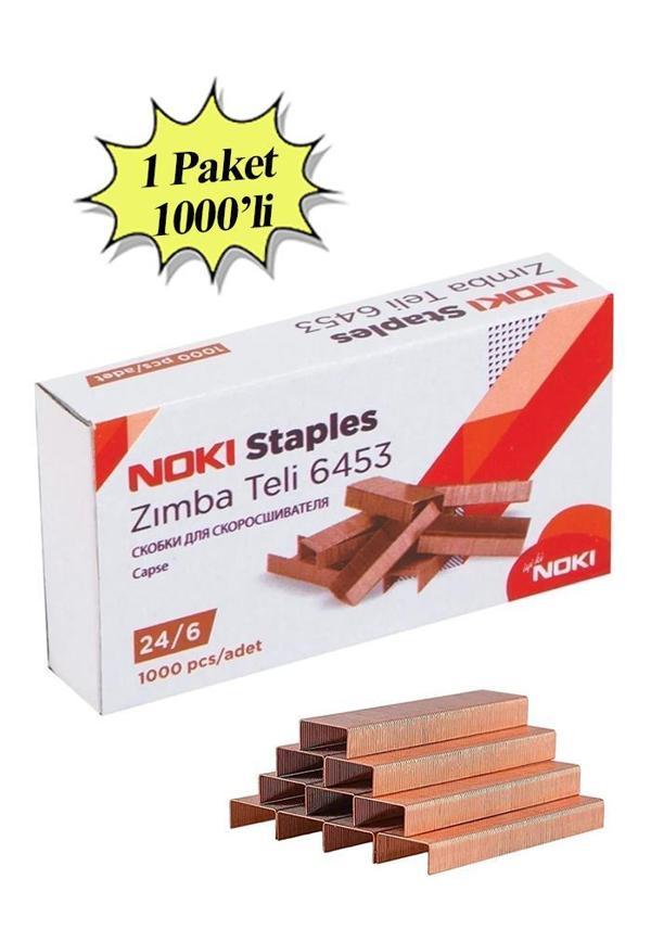 Zımba Teli Büyük 24/6 1000 li Bakır Sarı 1 Paket Okul Büro Ofis ve Bir Çok Kullanım Alanı - Image 1