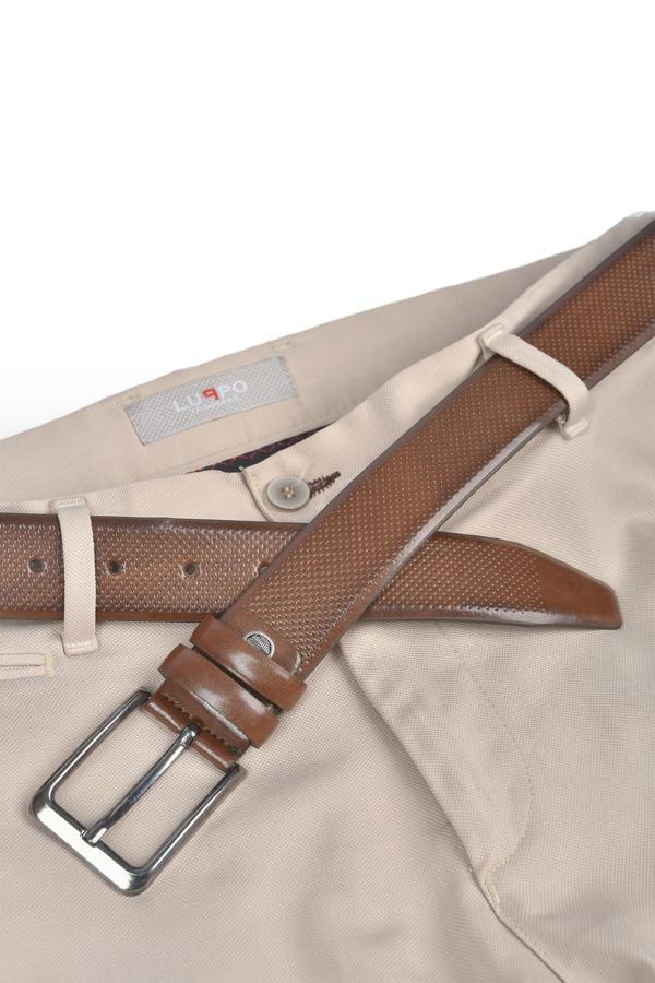 DeepSEA Kahve Nokta Desenli Klasik Kemer 3,5 cm Suni Deri Kemer 2000006 - Image 1