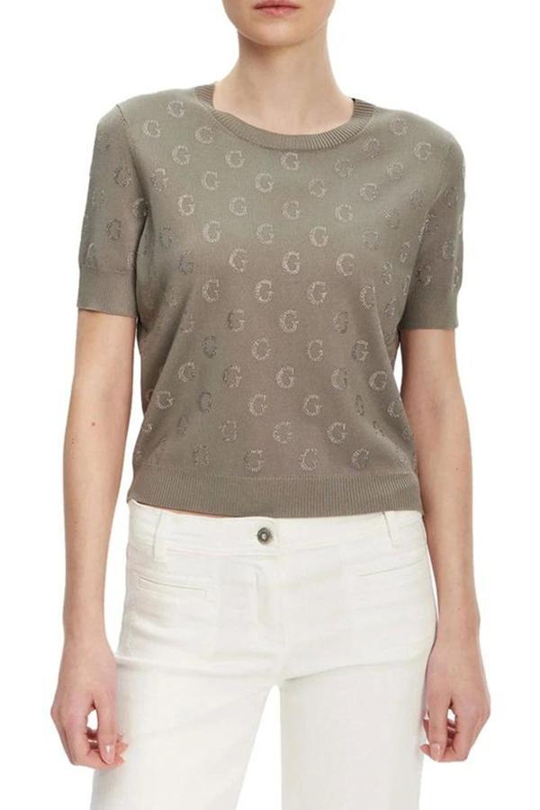 Guess JASMINE G CN SS BOXY SWTR Kadın Haki Kazak W5GR05Z3D60-G9D5 - Image 1