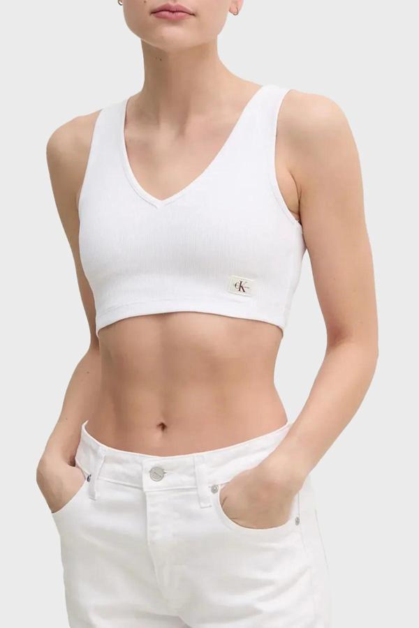 CK Jeans WOVEN LABEL RIB BRALETTE Kadın  Crop J20J225308-YAA - Image 1