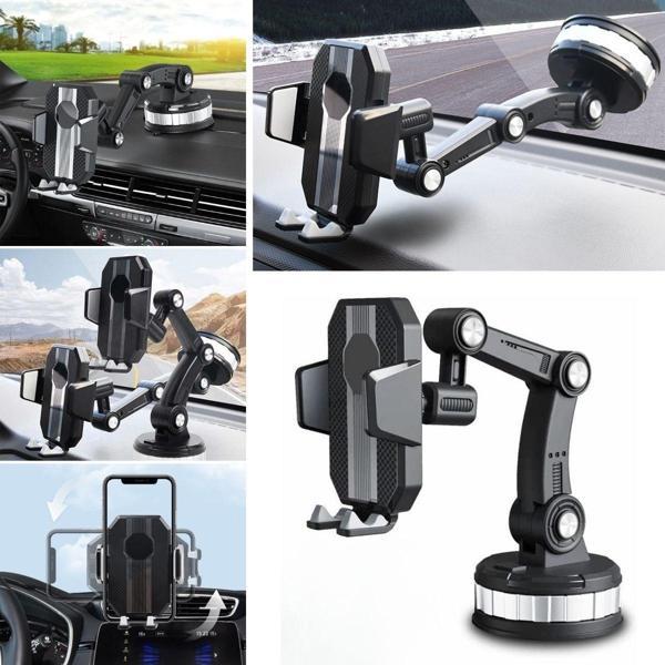 Jel Vantuzlu Cama Takılabilen Güçlü 360 Derece Dönebilen Ayarlanabilir Araç Içi Vantuzlu Telefon Tutucu  - Image 1