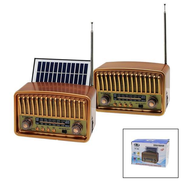 BT SOLAR PANELLİ - USB ŞARJLI BLUETOOTH - WİFİ  İBRELİ  FM RADYO MP3 USB - TF PLAYER 4V OUT - 5V IN RT-852  - Image 1