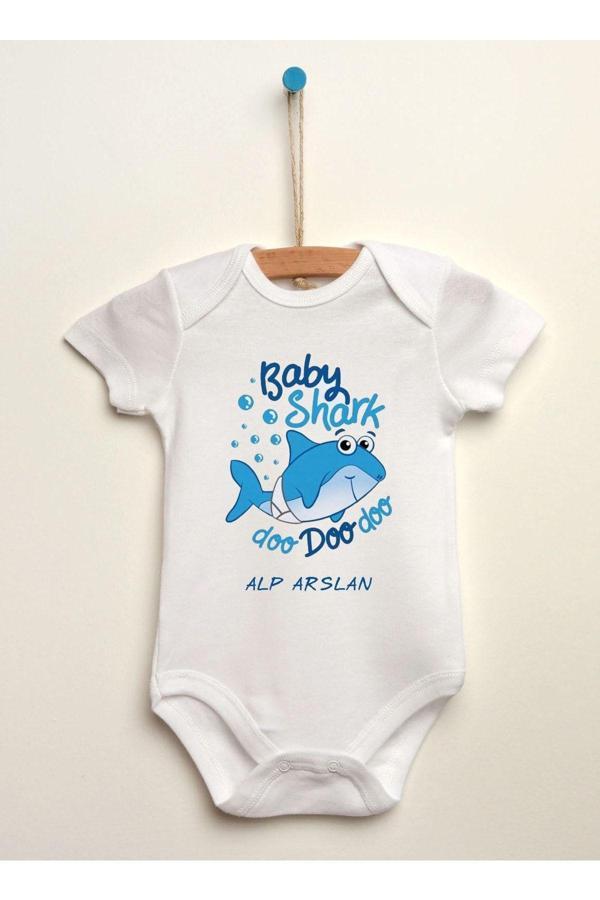 Puppetzzz Baby Shark Baskılı Organik Pamuklu Bebek Body Zıbın - Image 1