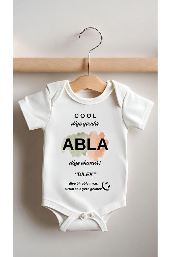 Puppetzzz Cool Diye Yazılı Abla Diye Okunur Baskılı Bebek Body Zıbın - Image 1