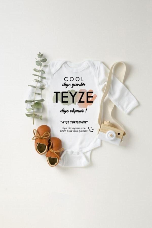 Puppetzzz Cool Diye Yazılı Teyze Diye Okunur Baskılı Bebek Body Zıbın - Image 1