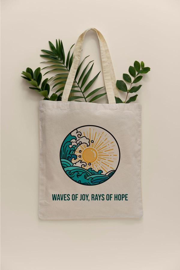 Tufi Baby Waves Of Joy, Rays Of Hope Ham Bez Çanta Tote Bag Omuz Çantası - Image 1