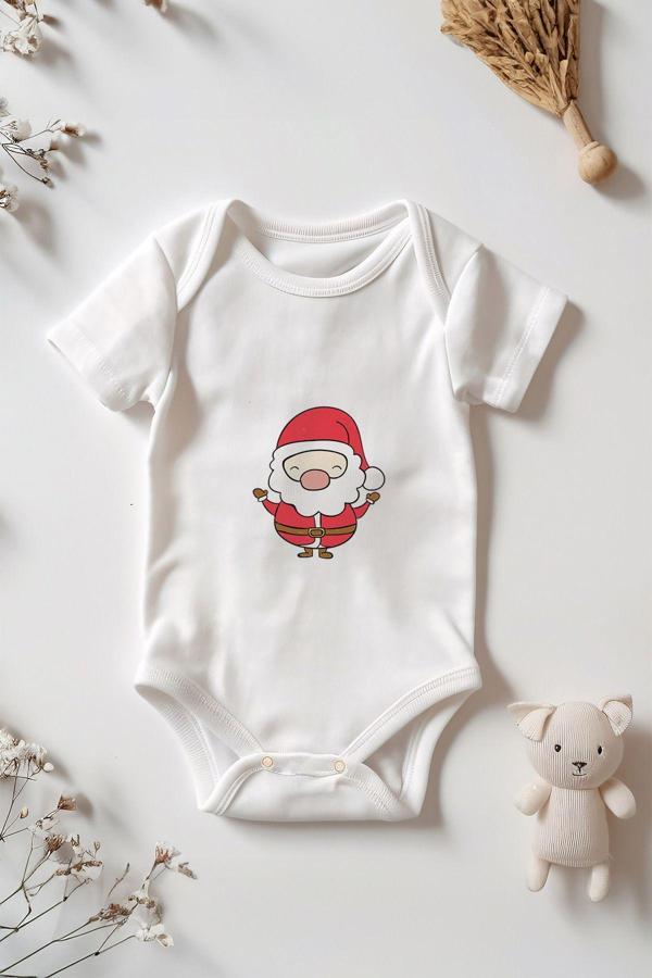 Tufi Baby 3'Lü Set %100 Pamuk Kısa Kollu Sevimli Noel Kahramanlar Desenli Çıtçıtlı Bebek Body Zıbın Beyaz - Image 1