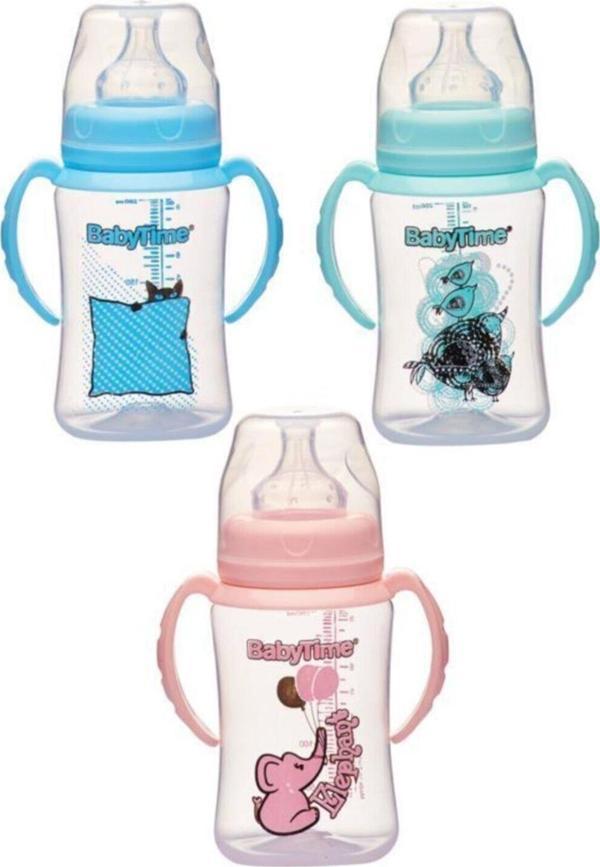 BabyTime Silikon Uçlu Geniş Ağız Kulplu Biberon 150 Ml - Image 1