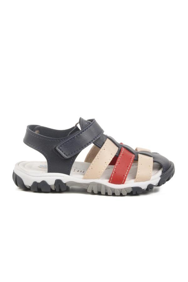 Lacivert Kırmızı Cırtlı Erkek Çocuk Spor Sandalet 173101 P - Image 1