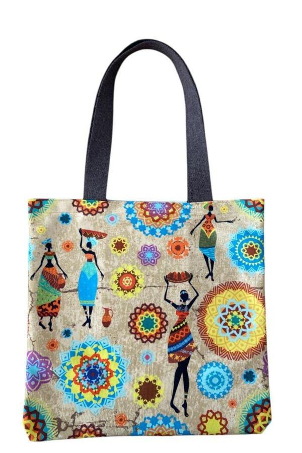 Mc.Pierobaby Plaj Çantası Kanvars Renkli Baskılı Deniz Çantası Büyük Boy Plaj Çantası - Image 1