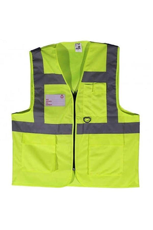 Safeset Ikaz Yeleği Mühendis Tipi Cepli Fosforlu Reflektörlü Sarı - Image 1