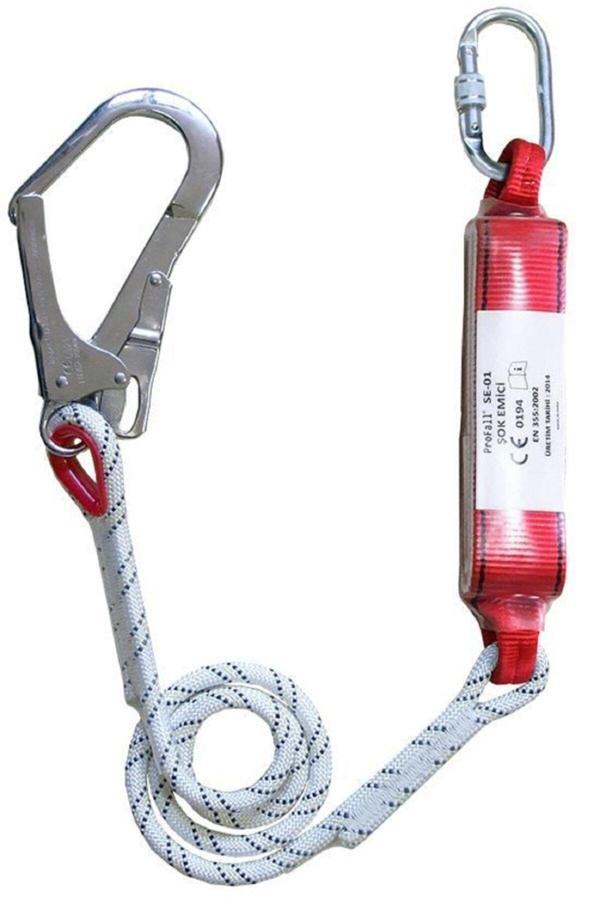 Safeset Sf-113 Polyester Tek Kollu K4 Kancalı Şok Emicili Lanyard - Image 1