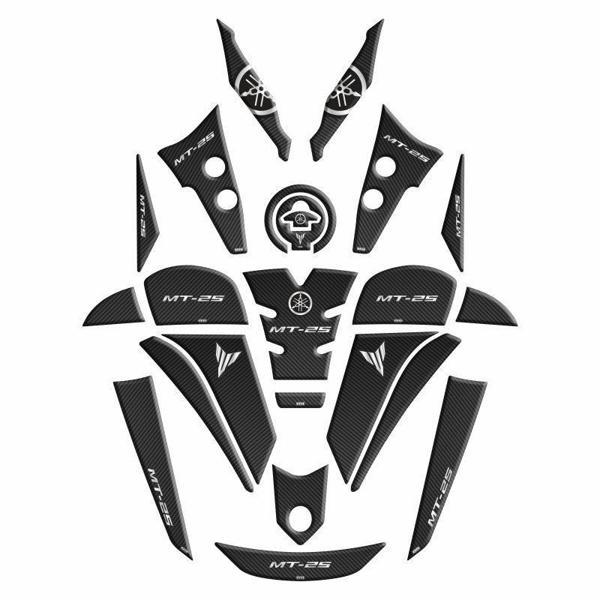Yamaha Mt-25 2020 - 2024 Siyah Karbon Tank Pad Set 007 Gogo - Image 1