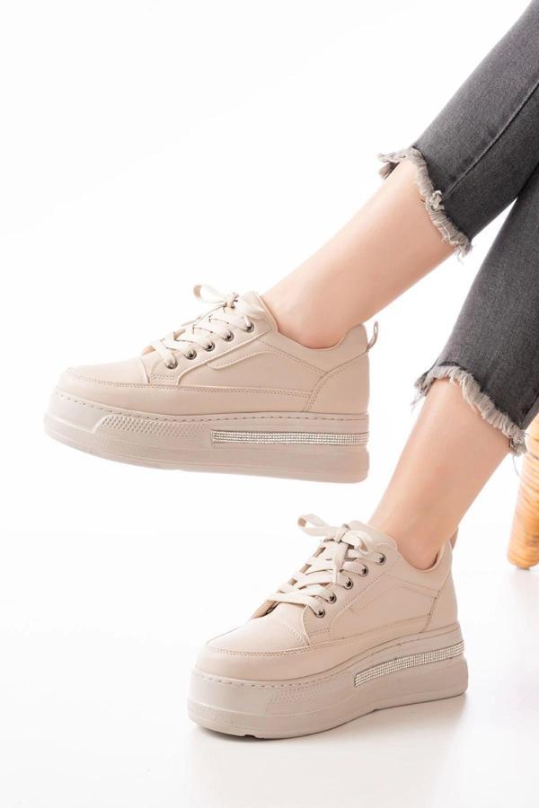 Fln-1999 Nut Bağcıklı Taban Taş Aksesuarlı Günlük Spor Ayakkabı - Image 1