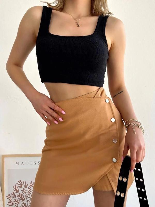 Dört Çıtçıtlı Gabardin Şort Etek - Image 1
