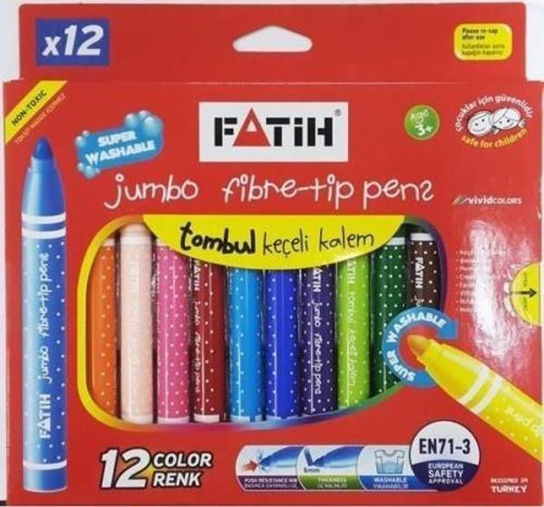 Fatih Jumbo Yıkanabilir Keçeli Kalemi 12 Renk FA34260JKC12 - Image 1