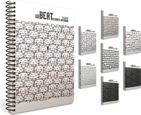 Gıpta Beat A4 Spiralli Karton Kapak Defter 80 Yaprak Kareli (4 Lü Paket) 4222 - Image 1