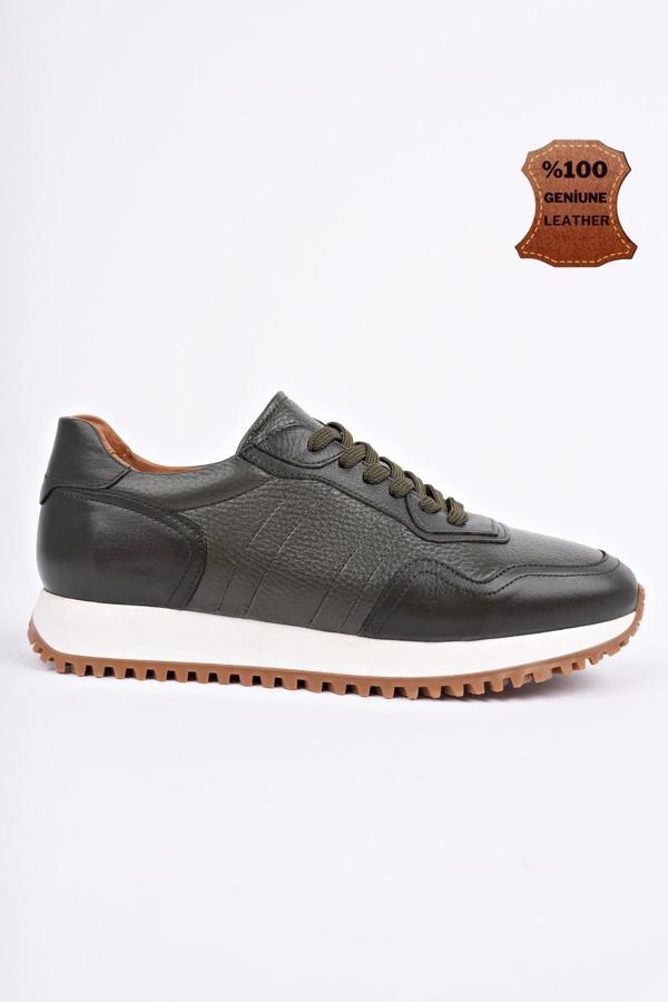 Muggo HARWİL Kalın Taban Bağcıklı Hakiki Deri Erkek Günlük Sneaker Spor Ayakkabı - Image 1
