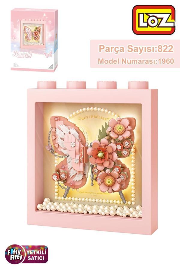 Loz Ledli Pembe Dekoratif ve Koleksiyonluk Kelebek Tablo 822 Parça Kelebek Modeli Yapım Seti FFLZ-1960 - Image 1