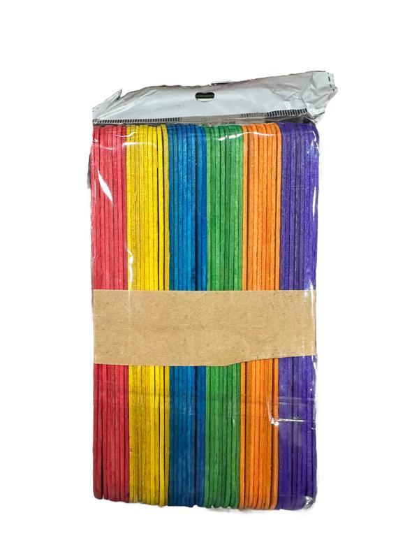 Renkli Dil Çubuğu Ahşap Maket Çubukları 2 x 15 Cm. - 48 Adetlik Paket - Image 1
