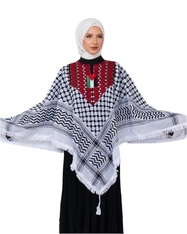 Filistinli Geleneksel Ve Bayrak Nakışlı Kefiye Desenli Kap Banşo S100015 - Image 1