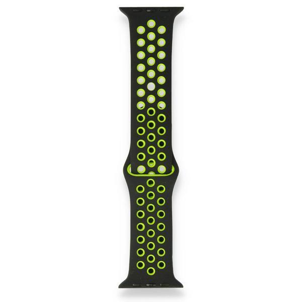 Apple Watch 38-40mm Silikon Kayış - Siyah/Yeşil - Image 1
