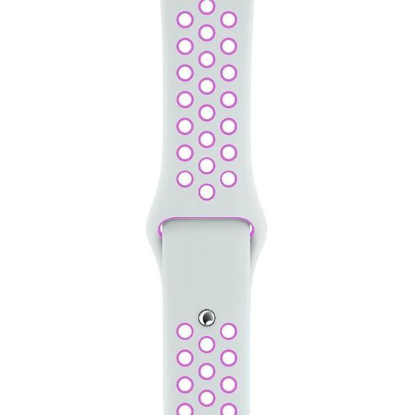 Apple Watch 42-44mm Silikon Kayış - Beyaz/Pembe - Image 1