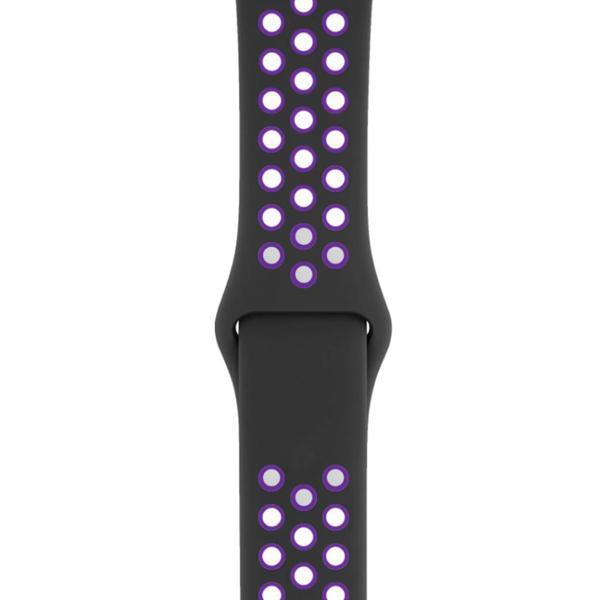 Apple Watch 42-44mm Silikon Kayış - Siyah/Mor - Image 1