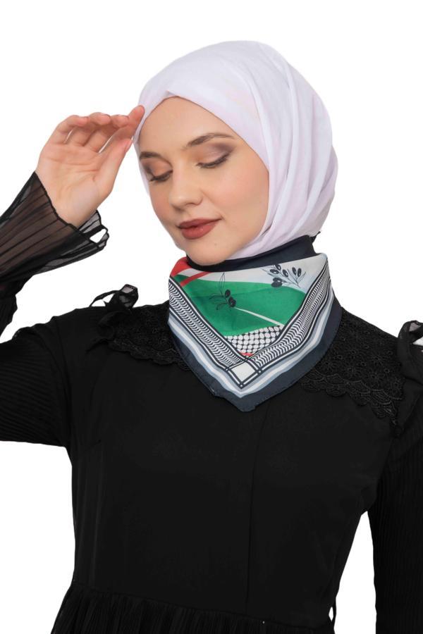 Filistin Zaytin Ve Filistin Bayrak Baskılı Fular Saçaksızlı Unisex S100014 - Image 1