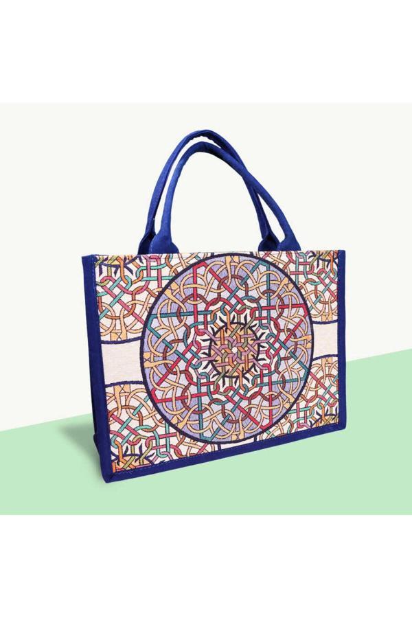 Yeşilay Geometrik Desenli Tote Kadın Omuz Çantası - Image 1
